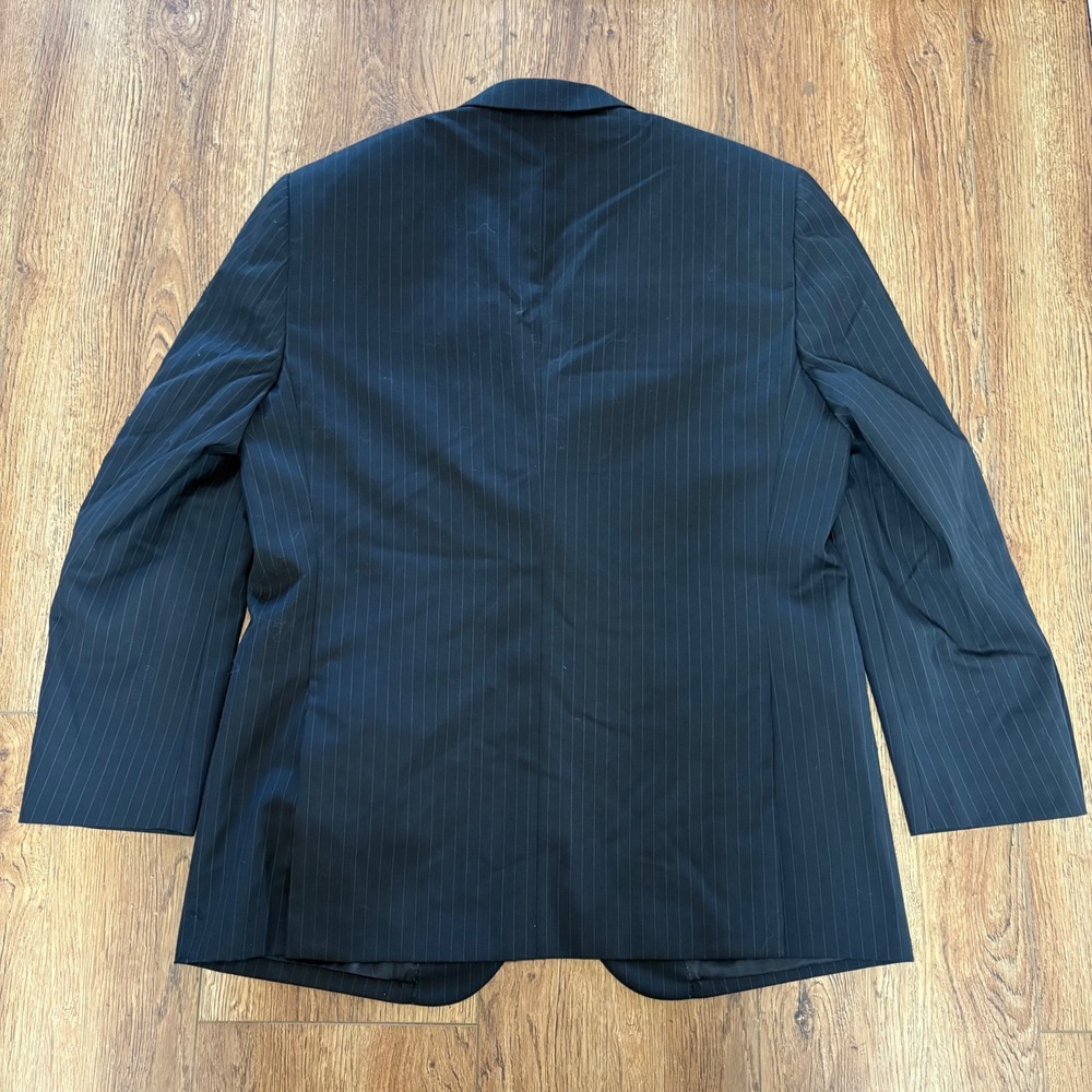 Pronto Uomo Mens 44R Black Pinstripe 100%‎ Wool Blazer Red Painted Lapel Jacket - Picture 6 of 8